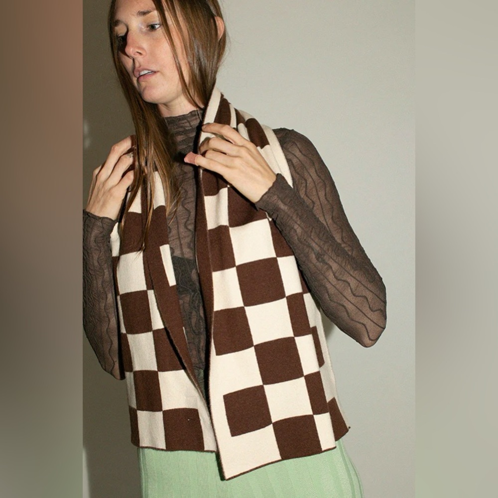 Find Me Now Mahogany Check Scarf